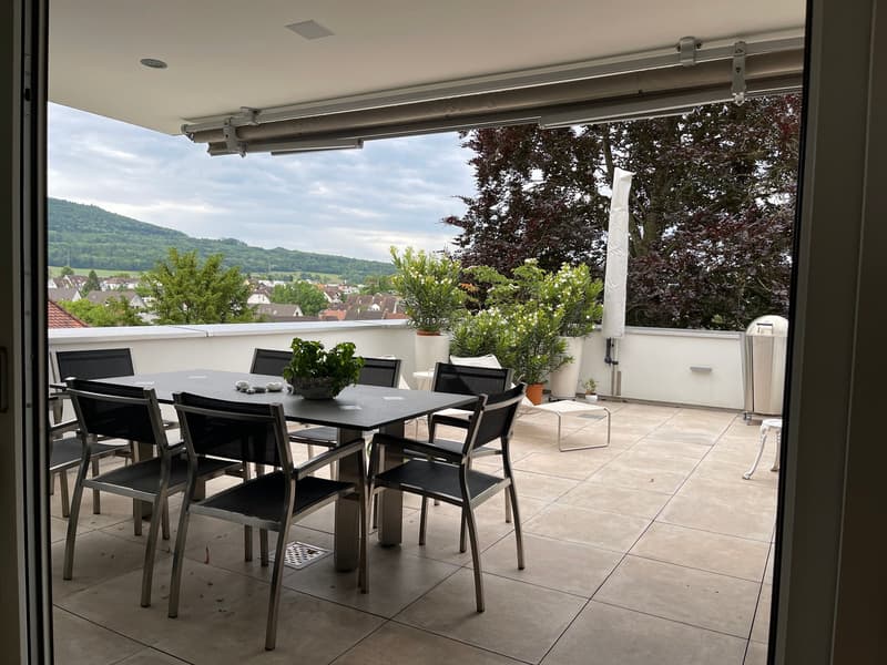 3 1/2 Maisonette attic apartment, large sun terraces with basement, 2 underground parking spaces (2)
