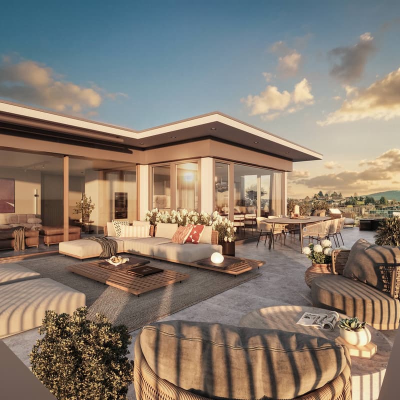 Attico lussuoso con grande terrazza sul tetto, accesso con ascensore e due aree esterne (1)