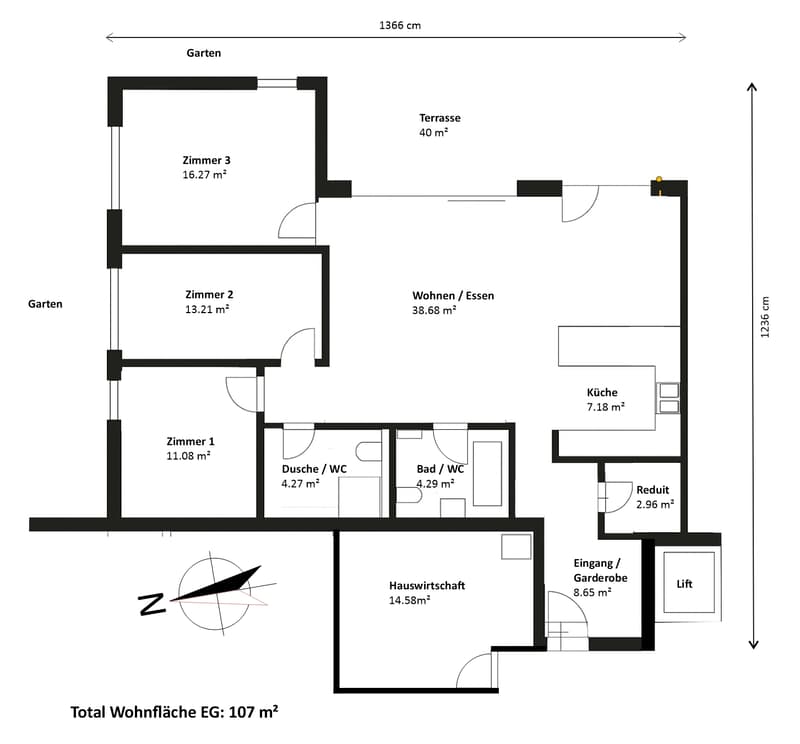 Appartement 4 ½ pièces avec grande terrasse/jardin et vue spectaculaire ! (15)