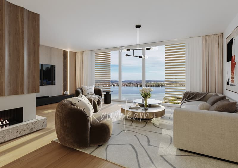 Visualisierung Wohnzimmer Seesichtbalkon