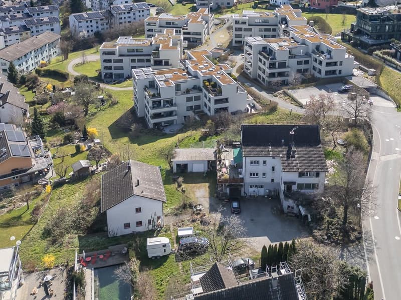 Drohnenaufnahme mit beiden Rückbau-Objekten