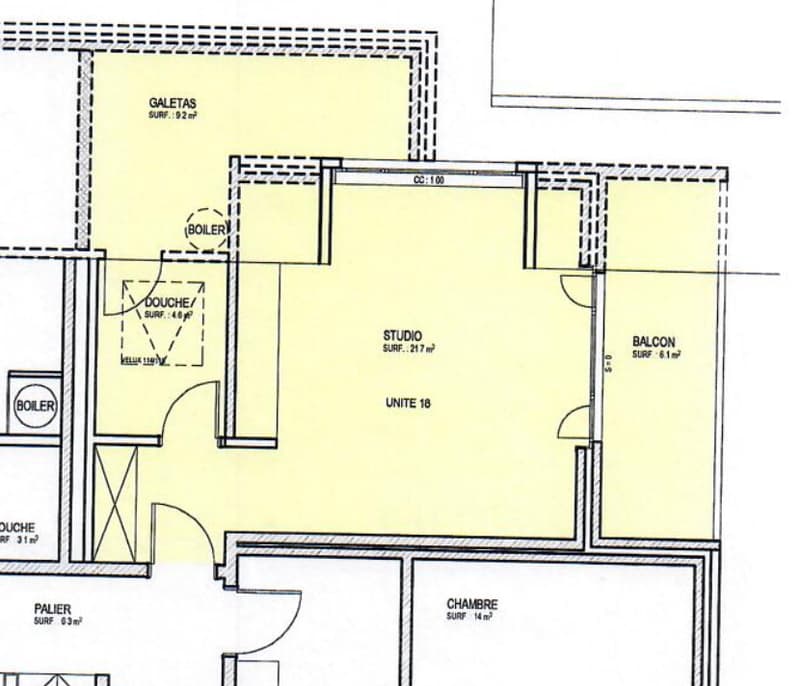 Courtepin 1.5 rooms, 33.6m², covered balcony, underground parking, cellar (6)