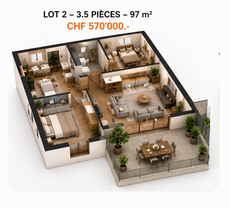 Projet immobilier d'exception au coeur de Cheiry / 6 appartements PPE (3)