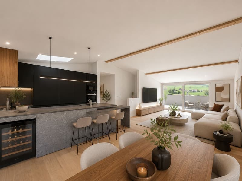 Appartement neuf de 4,5 pièces avec terrasses et vue sur les Préalpes (1)