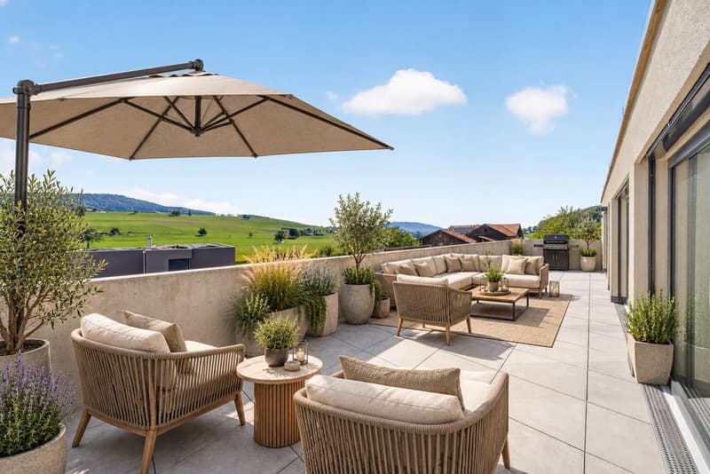 Appartement neuf de 4,5 pièces avec terrasses et vue sur les Préalpes (2)