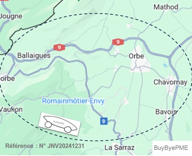 Map showing the location of a property with the name Romainmôtier-Envy