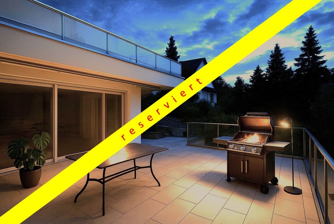 balcony with table, barbecue, plant, railing, glass doors