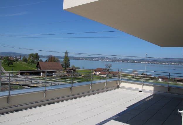 Large terrace with scenic view of the city
