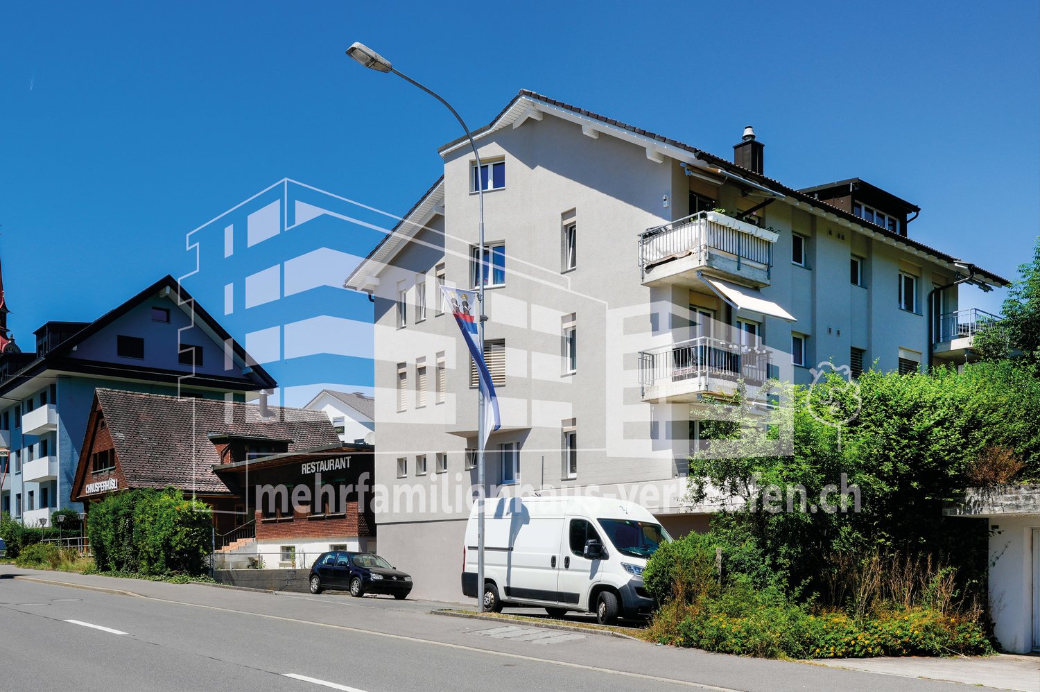 Multi-storey building with multiple balconies