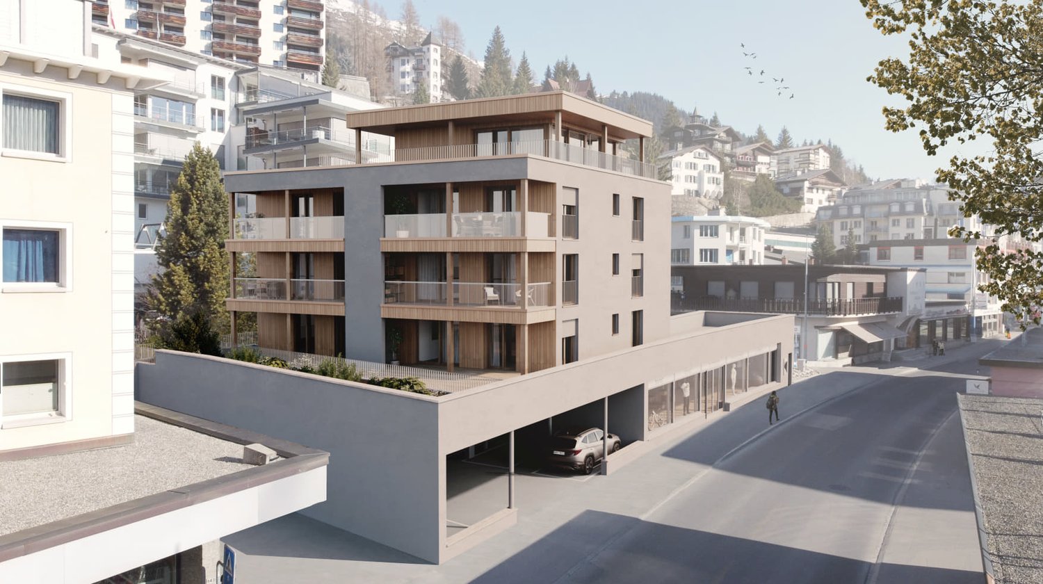 a new multistory building with a ground floor garage