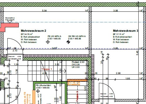 2 floors, two multipurpose rooms, kitchen, 2 bedrooms, 2 bathrooms, stairs, terrace