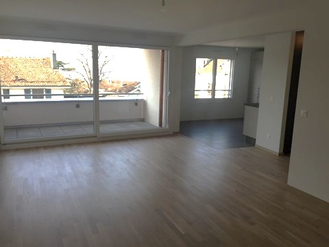 Balcony, glass sliding doors, tiled floor, ceiling lamps, large windows