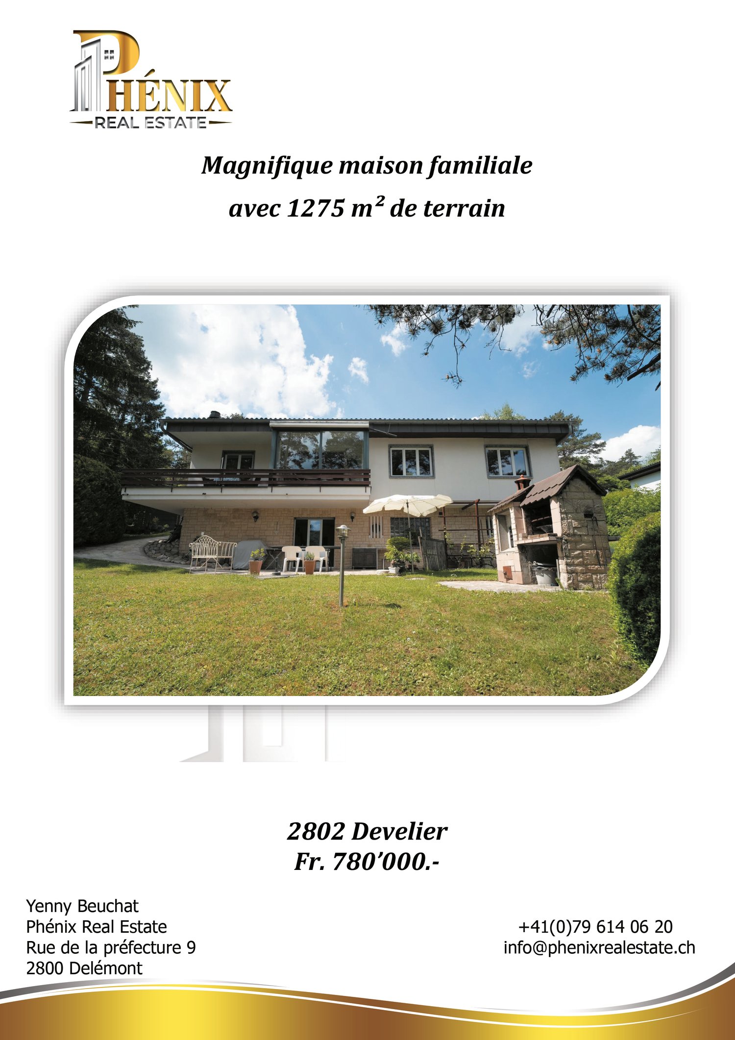 Family house with large garden, 1275 m² terrain, balcony, fireplace, barbecue