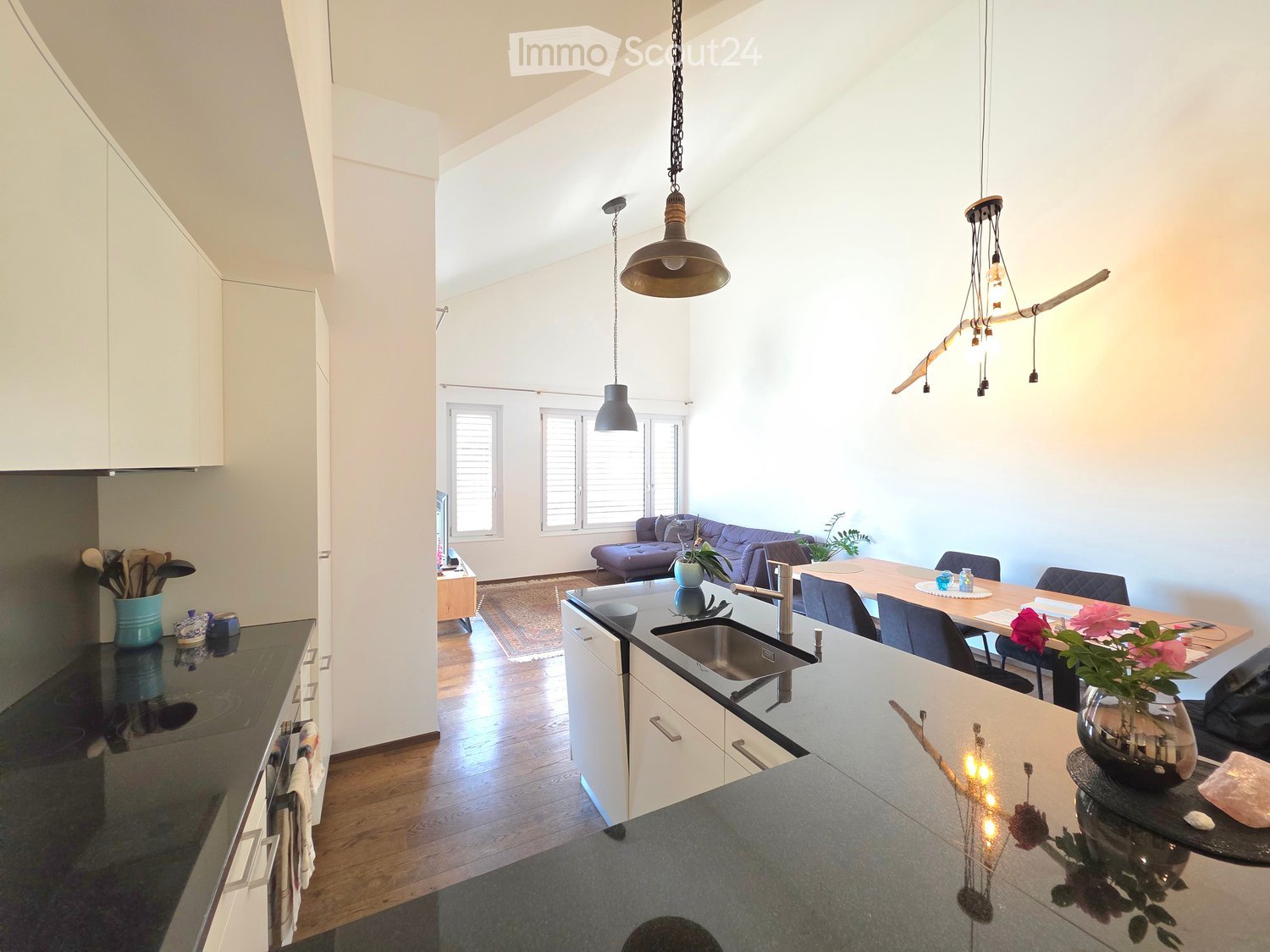 {"type": "Furnished Room", "objects": ["sofa", "dining table", "chair", "sink", "faucet", "vase", "flower", "pendant light", "cabinet", "stool", "bowl", "faucet", "stool", "stool", "stool", "stool", "stool", "stool", "stool", "stool", "stool", "stool", "s