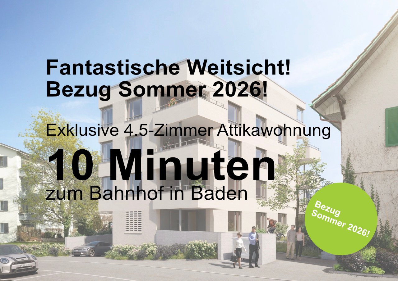 Modern apartment building with 4.5 rooms, attic, balconies, near the train station in Baden, scheduled for summer 2026