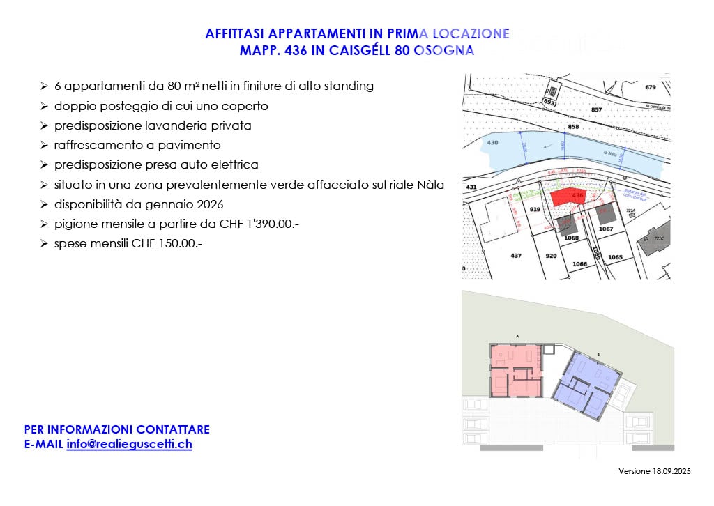 Floor plan with details of apartment units, garage