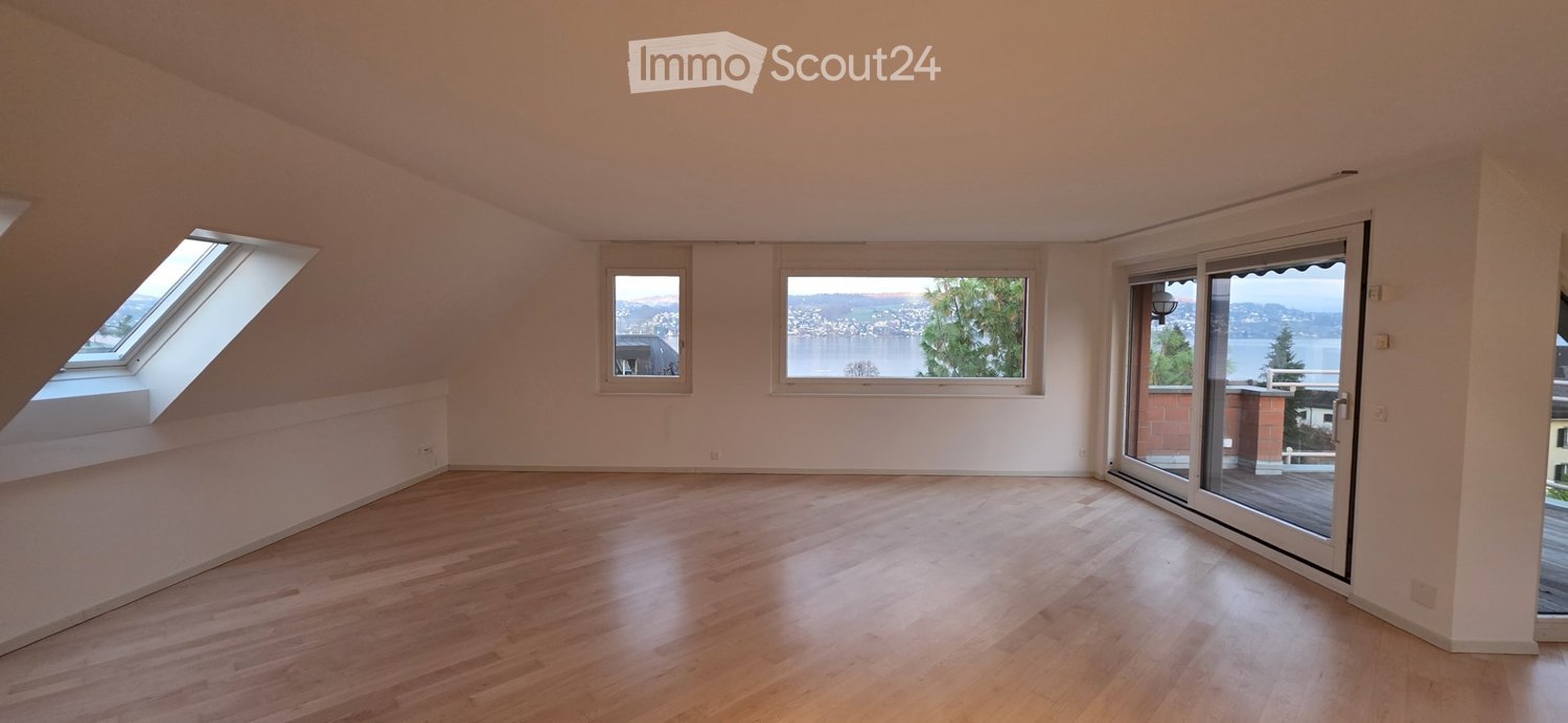 wooden floor, large windows, balcony, view