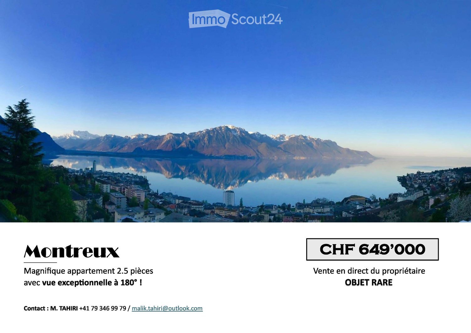 Beautiful landscape view of mountains, lake and city, exceptional 180 degree view