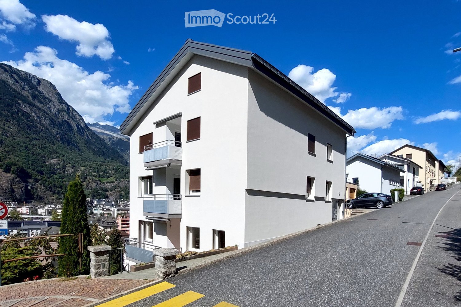 Modern building with multiple balconies
