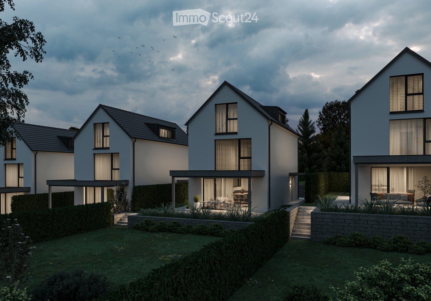 4 story house, modern style, terrace, garage, garden