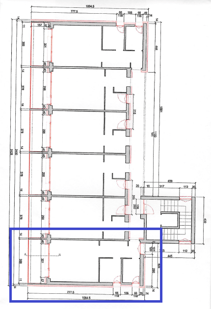 Basement floor plan with rooms and utility areas outlined