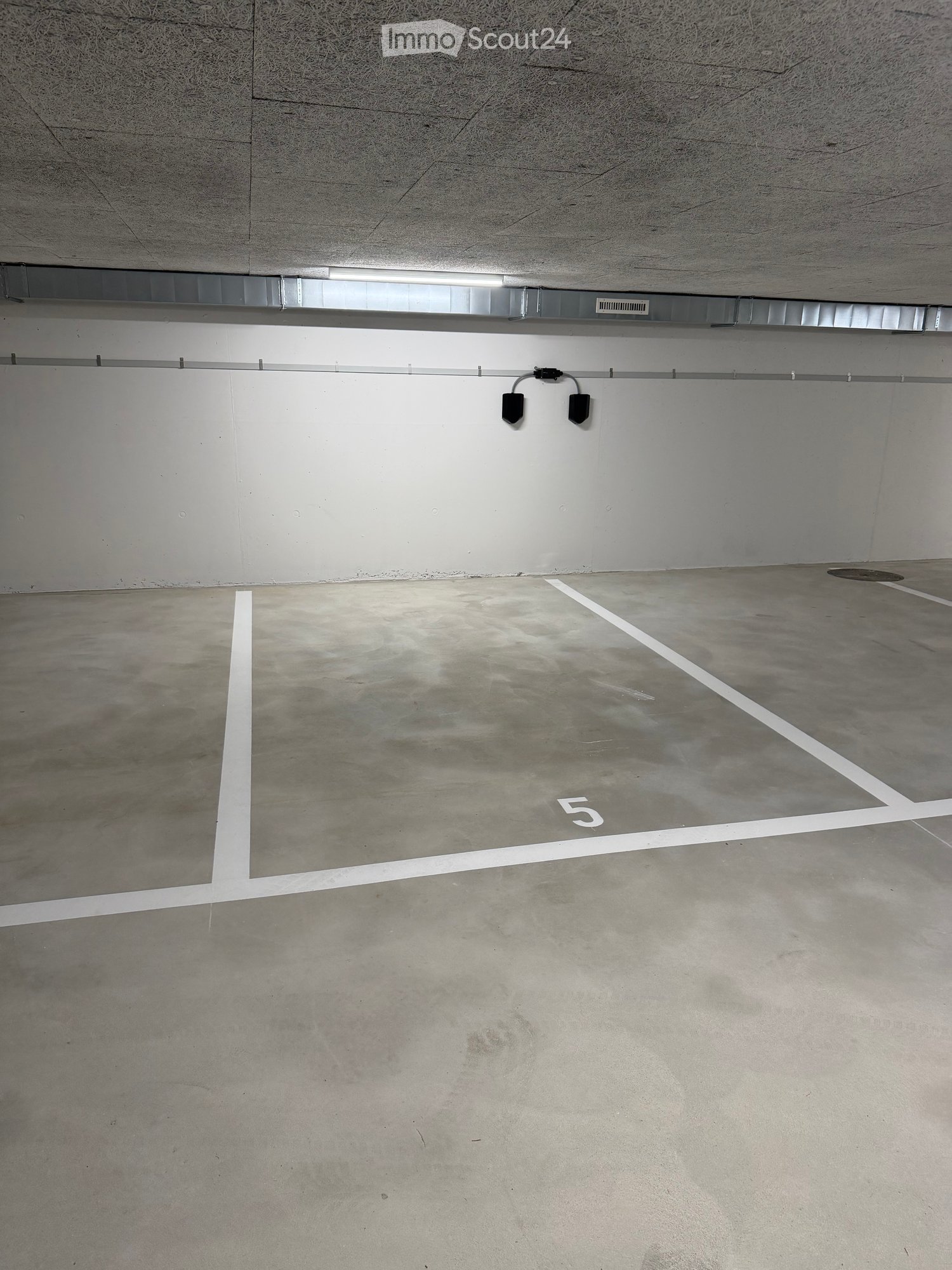 Other. {"type": "Parking place", "objects": [], "description": "Empty underground parking space with concrete floor, white painted parking lines, and numbered spot '5'.", "localized_descriptions": {"EN": "Empty underground parking space with concrete floo