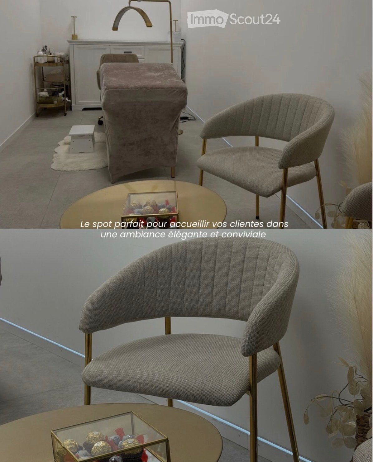 Furnished Room. Elegant and convivial space with a sofa, chairs, coffee table, cabinet, and floor lamp.