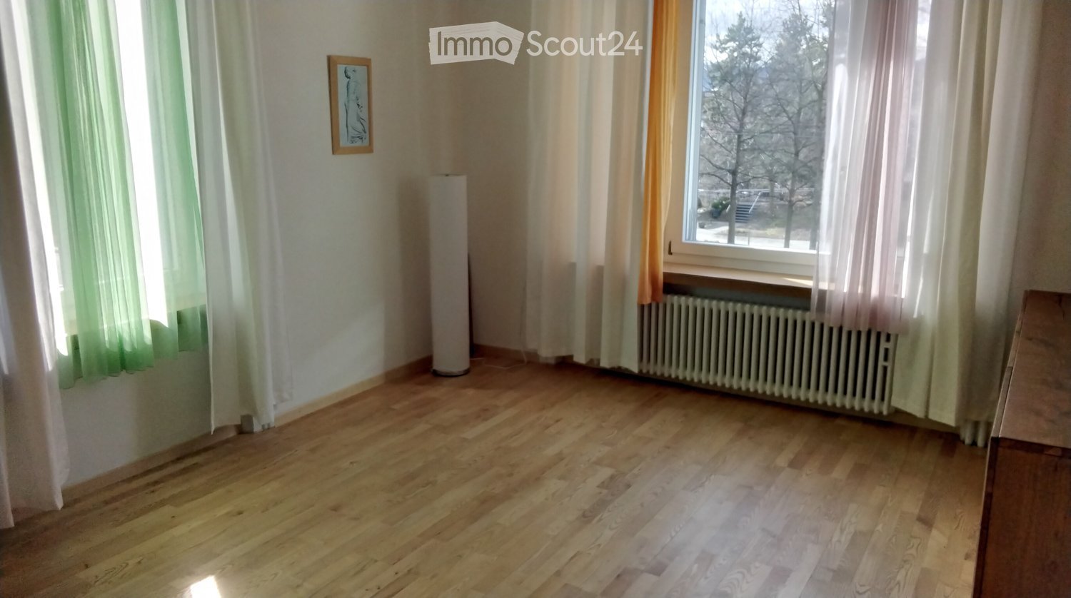 empty room, wooden floor, white walls, white curtains, picture frame, radiator, floor lamp