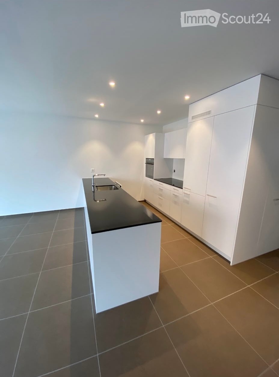 Modern kitchen with white cabinets, black countertop, and stainless steel sink.