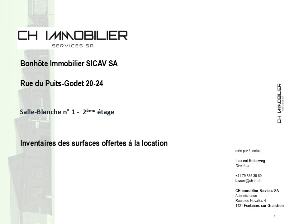 The image is an advertisement for real estate services provided by CH Immobilier Services SA.