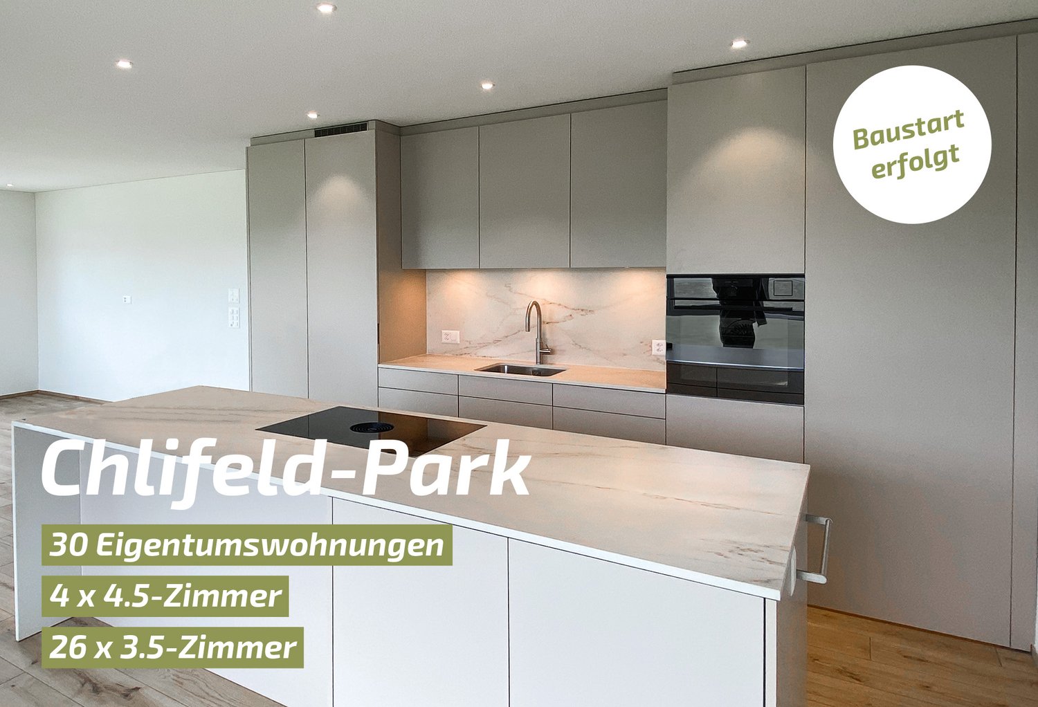 kitchen island with modern cabinets, marble countertop, built-in sink, faucet, integrated oven, dishwasher