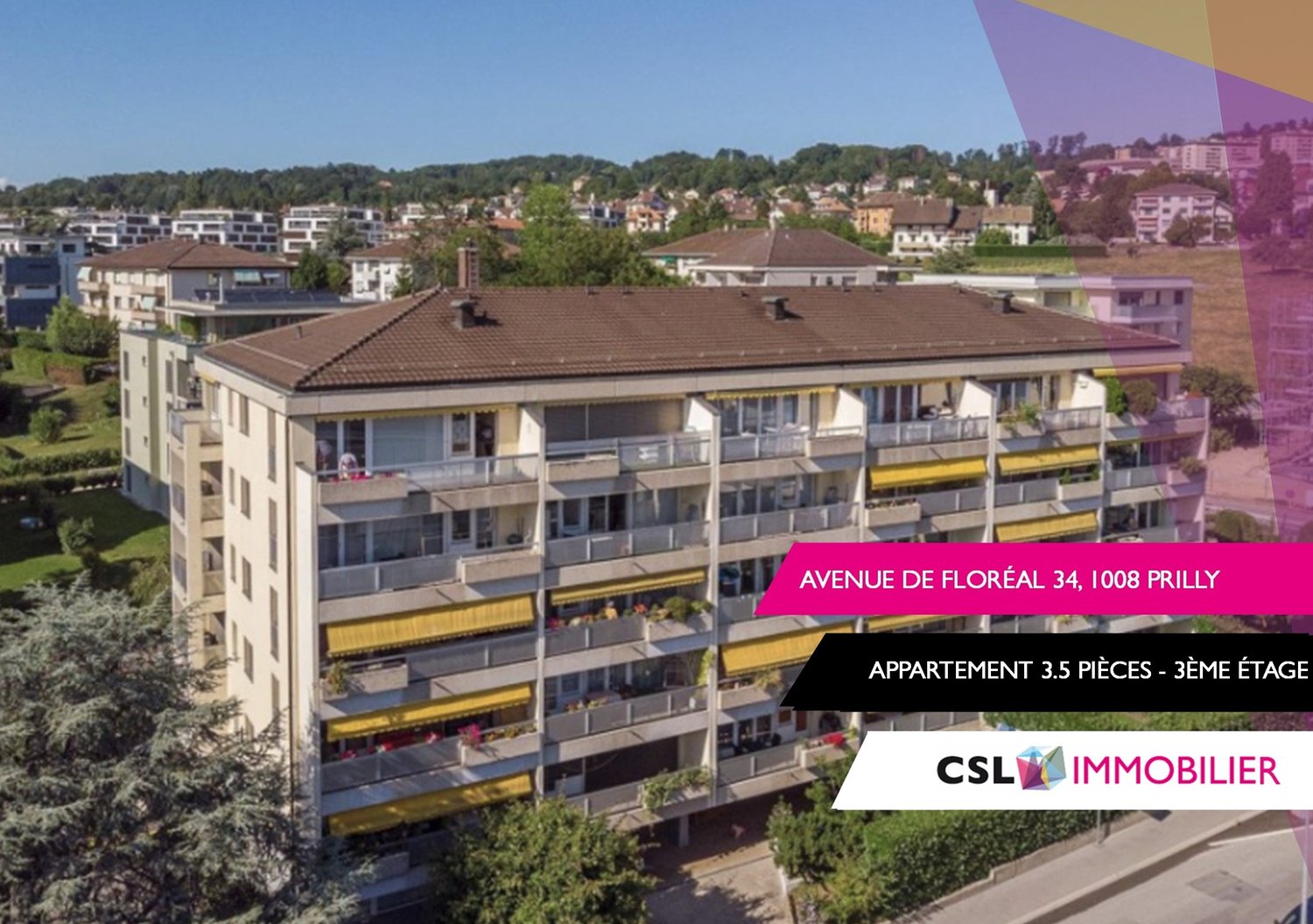 Apartement building, third floor, balconies, located on Avenue de Floréal