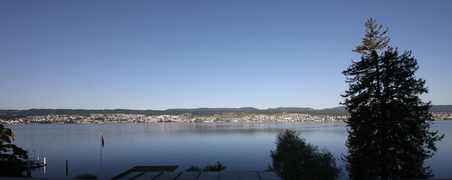 lake, trees, mountains, view